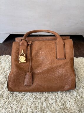 Michael Kors McKenna Leather Satchel with Gold Hardware